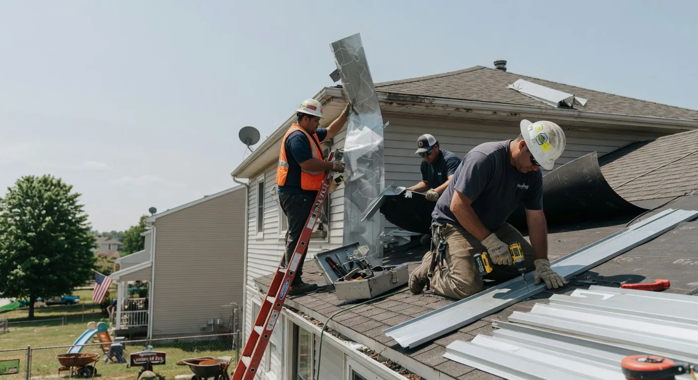 Storm Damage Metal Roof Repair in West Sayville, NY